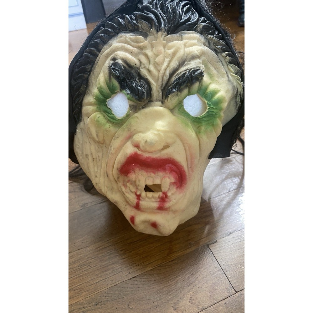 Vintage 1970's Dracula Vampire Ghoul Latex Mask W/Hair Halloween Theatre Cosplay